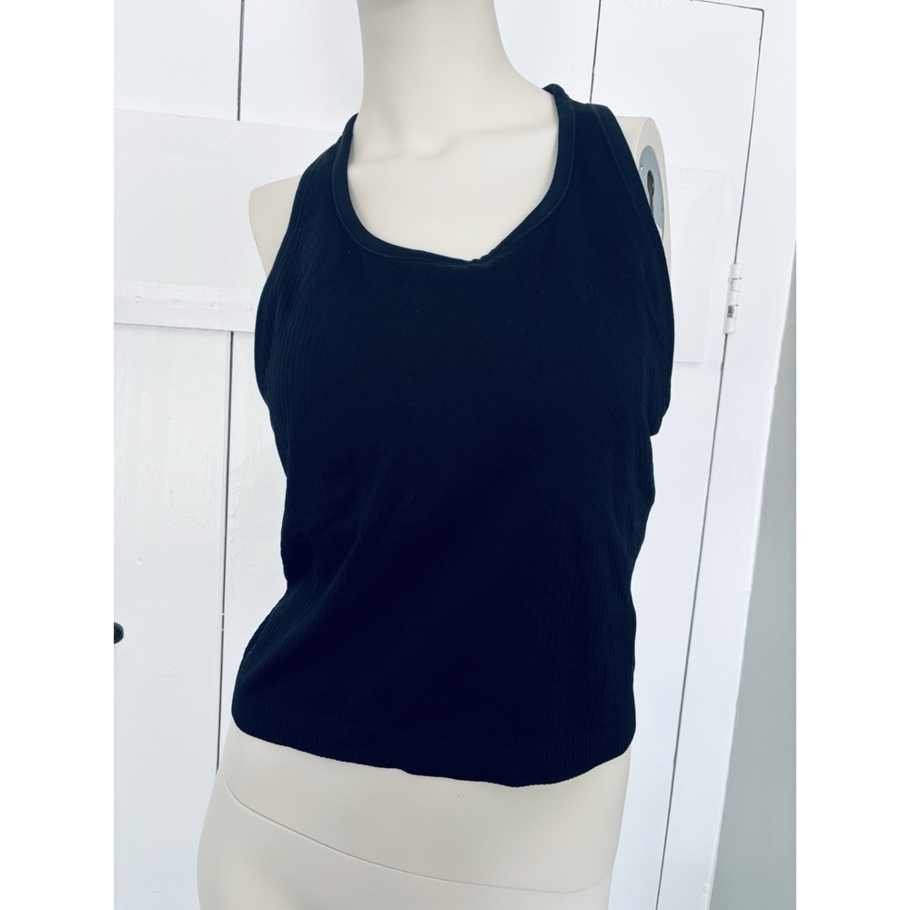 90 Degree by Reflex Womens XL Black Seamless Ribbed Racerback Crop Tank Top - Picture 1 of 7